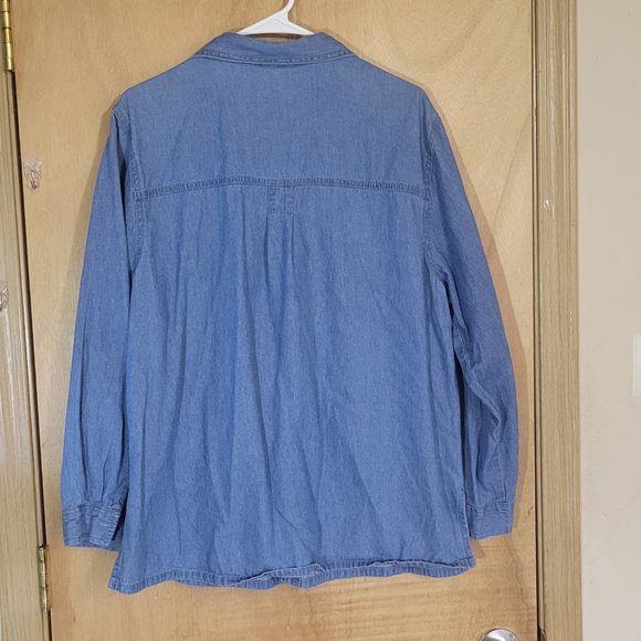 💜Passion-I XL Shirt Embroidered Birds & Homes Long Sleeve Button Up - Picture 6 of 6